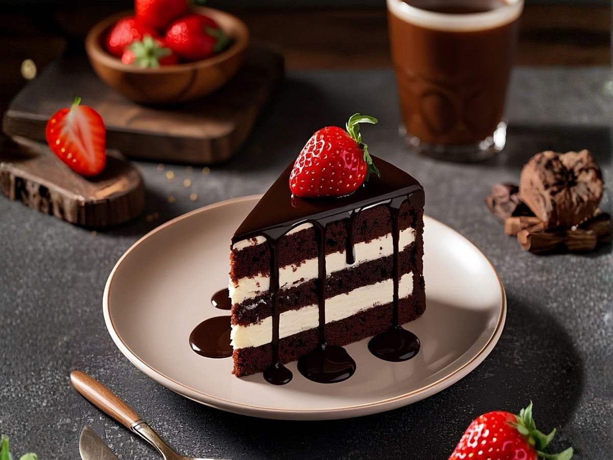 Chocolate Drip Cake Slice